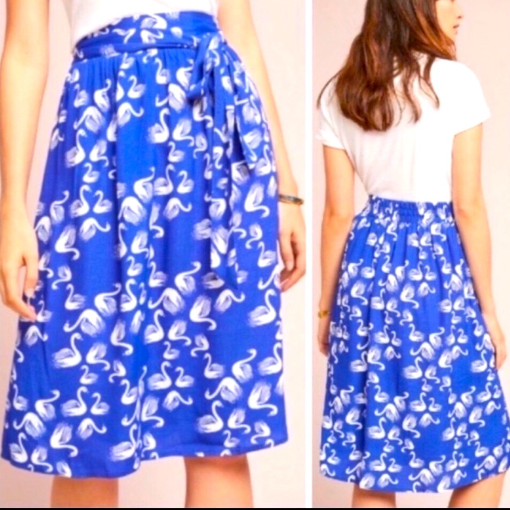 Anthropologie Porridge Swan Midi Skirt
